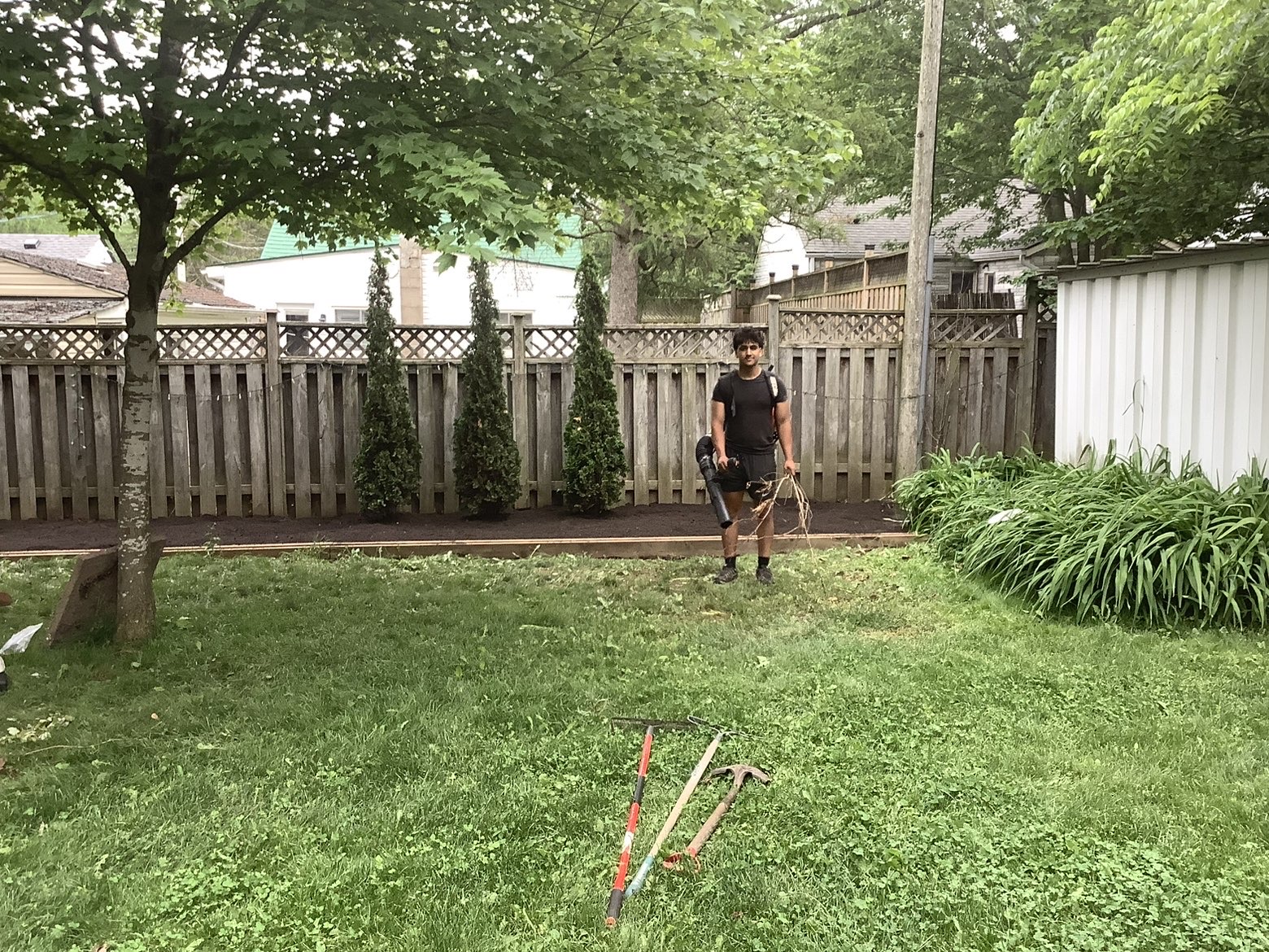 Josh Verma on the job at a landscaping project